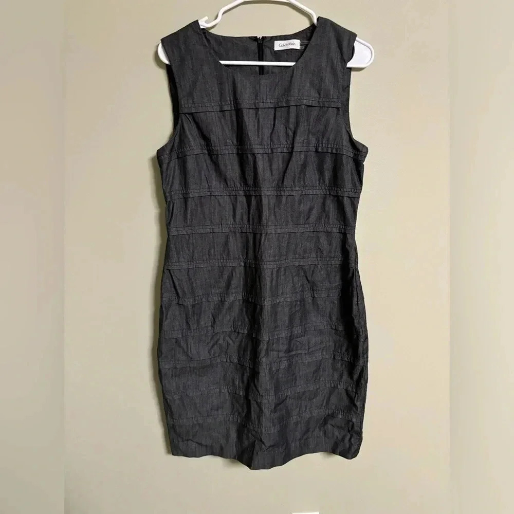 Calvin Klein Dress Women’s Size 12 Gray Sleeveless Knee Length Sheath